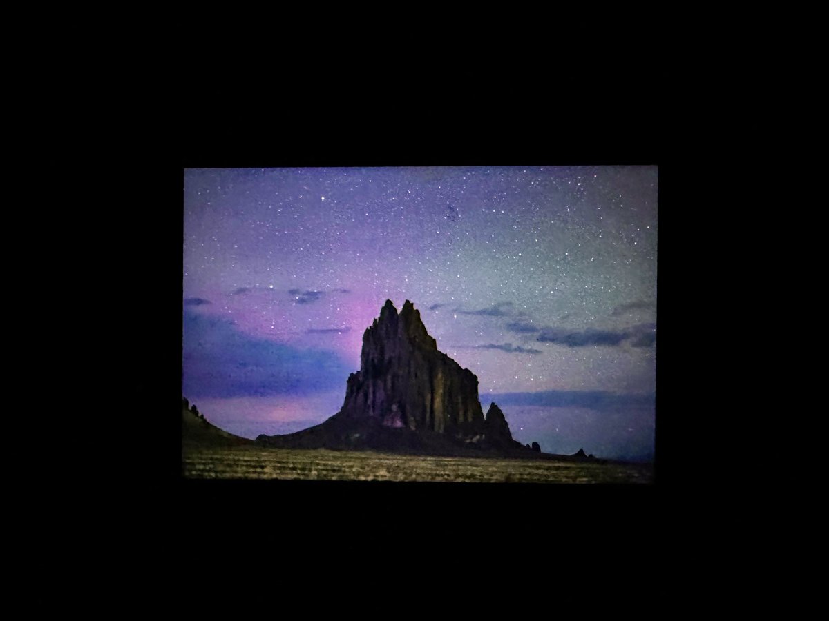 Some nice aurora behind Shiprock tonight before the clouds rolled in. #nmwx