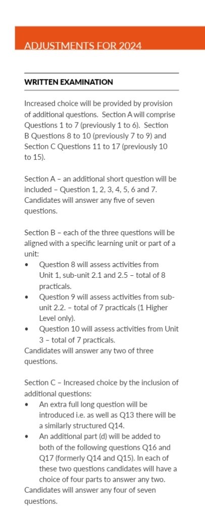 Leaving cert biology adjustments for 2024. The extended range of choices to continue.#lcbiology #leavingcert