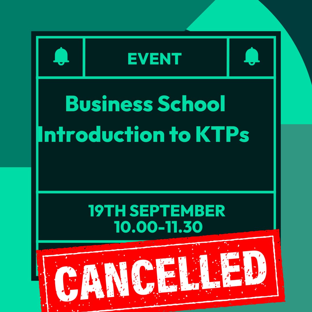 University of Exeter KTP Team (@uofe_ktp) on Twitter photo The <a href="/UofEBusiness/">University of Exeter Business School</a> KTP event scheduled for today is cancelled. We will reschedule for later in the year. The <a href="/UofEBusiness/">University of Exeter Business School</a> KTP event scheduled for today is cancelled. We will reschedule for later in the year.