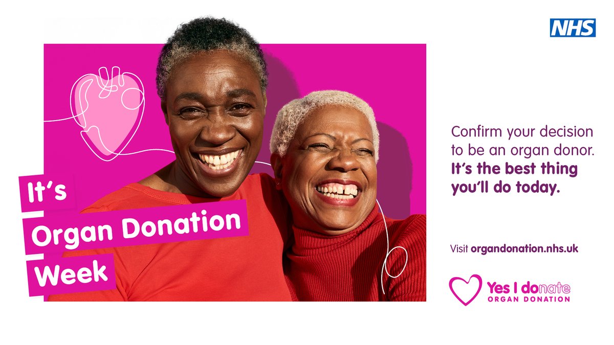 It's #OrganDonationWeek, our chance to celebrate the precious gift of life! 💕 

Confirming your decision on the NHS Organ Donor Register is the best thing you'll do today - it only takes 2 minutes but could save up to 9 lives.  
Act now - organdonation.nhs.uk/register-your-…