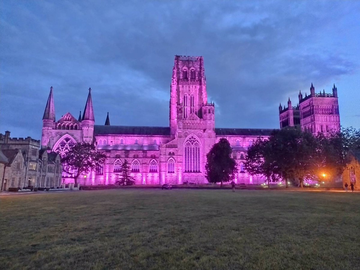 Durham Cathedral lit up pink in support of #OrganDonationWeek. It takes 2 minutes to confirm or register your decision and you could save up to 9 lives. @NHSBT @NHSOrganDonor