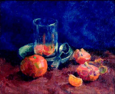 Still life with tangerines and a glass.Ilya Mashkov.1930: Todays recipe is a tangerine and mascarpone cream that’s delicious on its own or sprinkled with finely grated chocolate. #creams #desserts #recipe #fauvism #sweettooth