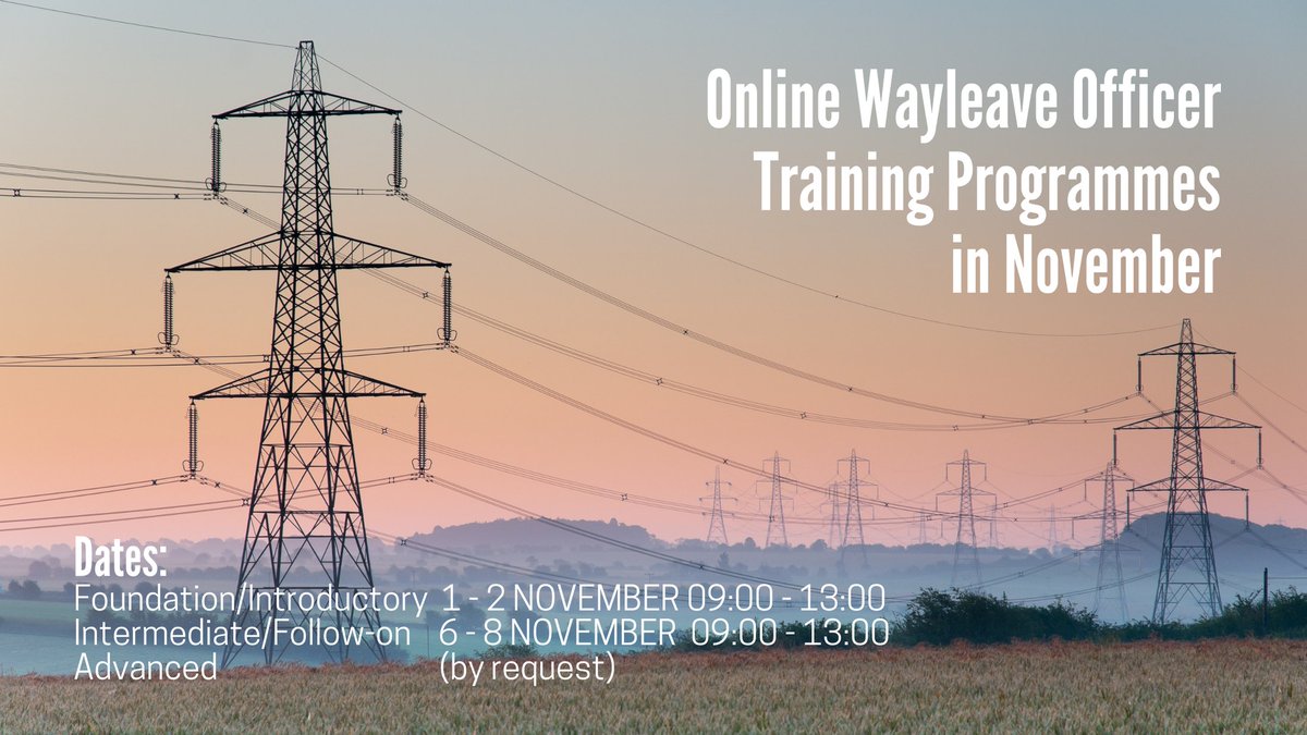 Still time to book onto one of our November online #Wayleave Officer programmes. For more info visit: bit.ly/3D65dzn For advanced/bespoke enquiries + to book please email: professional.training@rau.ac.uk @farm491 @RoyalAgUni @FarmersWeekly @FarmersGuardian @NFUtweets