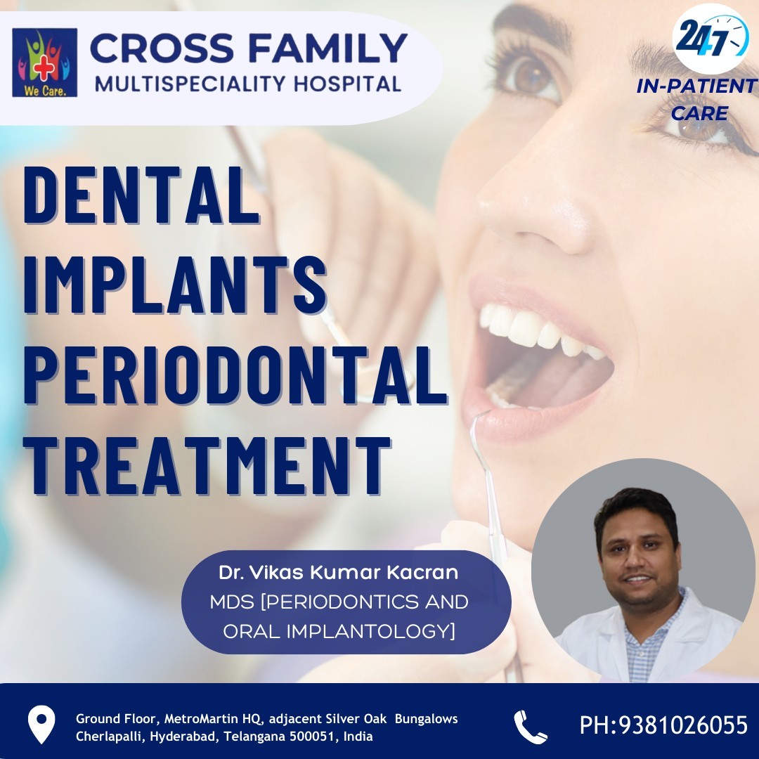 Unveil your winning smile with the expertise of Dr. Vikas Kumar Kacran in PERIODONTICS AND ORAL IMPLANTOLOGY at CrossFamily Multispeciality Hospital! Book your appointment today #OralHealthMatters #SmileMakeover #DentalCare #CrossFamilyHospital #HealthyTeeth #ExpertDentist