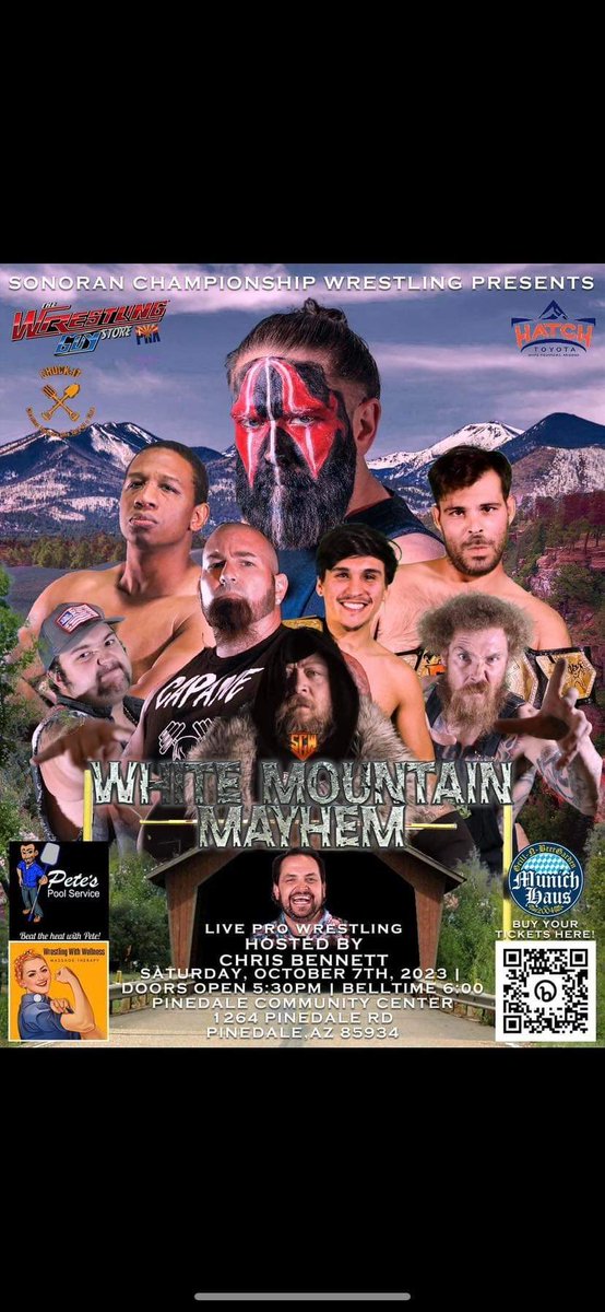 RealRamRock's tweet photo. @SCWofAZ White Mountain Mayhem October 7th!

Check out "Sonoran Championship Wrestling Presents: White Mountain Mayhem" on Eventbrite!

Date: Sat, Oct 7 • 6:00 PM MST

Location: 1264 Pinedale Road, Pinedale, AZ 85934

https://t.co/ARLa1AT2bM https://t.co/ngpTgr7kOd