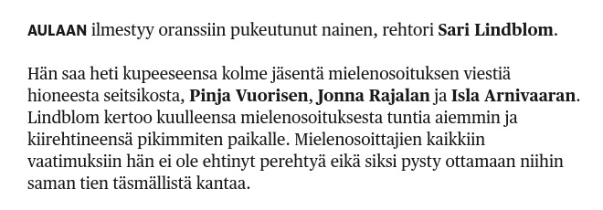 Alastontotuus's tweet photo. Hesarilta "unohtui" jälleen kertoa näiden valtaajien tausta.

Artikkelissa on mainittu "viestiä hieoneesta" seitsikosta neljä. Pinja Vuorinen on vasemmistonuoren pj. Isla Arnivaara ja Jonna Rajala kuuluvat SitVasin hallitukseen. Valtteri Harakka puolestaan kommunistinuoriin.

🤷🏻‍♂️ https://t.co/sGBjRbpyMh