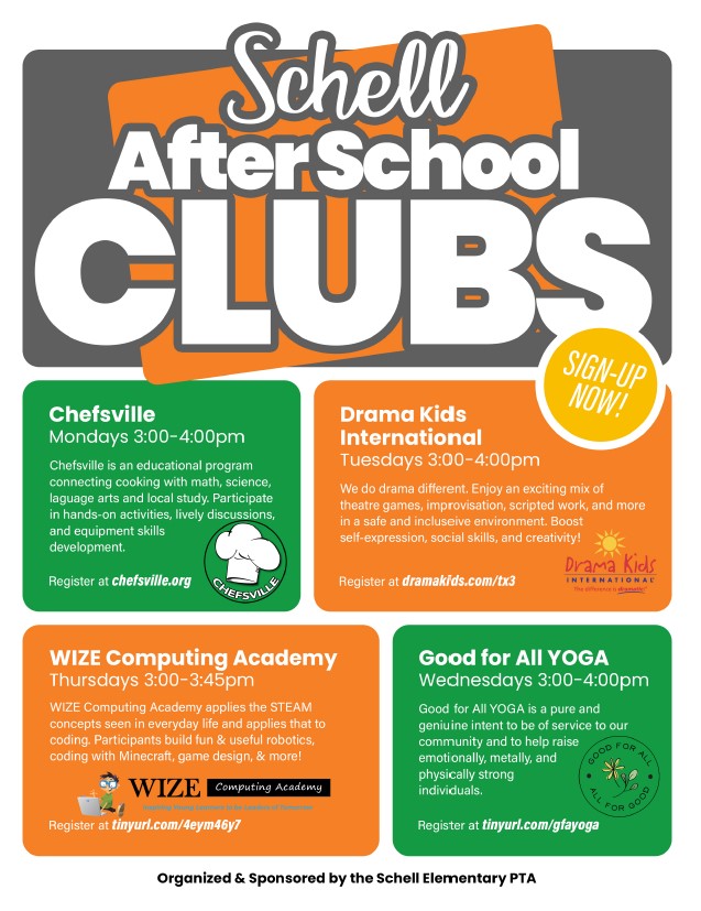 SchellCoyotes1's tweet image. SIGN UP NOW for Schell After School Clubs! 

#leveluppisd 
#coyotestrong