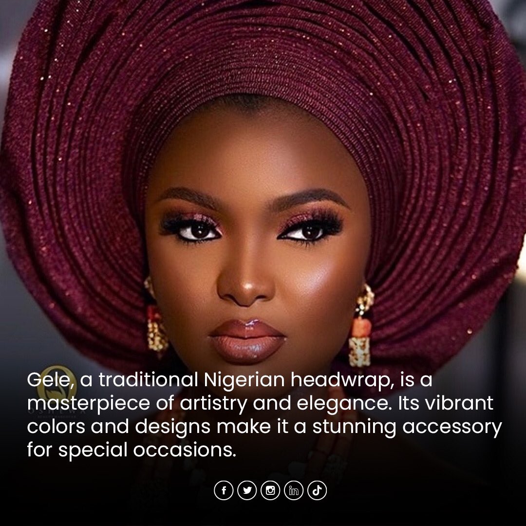 Afrihospitality's tweet photo. The cultural beauty of the popular Nigerian headwrap which represents elegance✨🇳🇬🤌🏾
Who else is loving this headwrap style?😍
#gele #headwrapstyle #africanfashion #culturalbeauty #fashioninspiration #nigeria https://t.co/5SrhQvsHoD