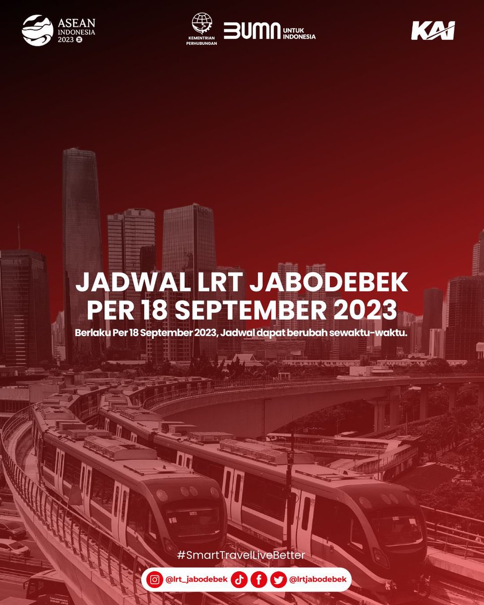 lrtjabodebek's tweet photo. Halo...Teman Raina.

Berikut jadwal keberangkatan setiap stasiun LRT Jabodebek. 

Waktu kedatangan antar kereta (headway) di stasiun juga menjadi semakin singkat loh.

Raina mengimbau untuk memperhatikan kembali jadwal perjalanan ya.

#lrtjabodebek #smarttravellivebetter https://t.co/11ijLX5z46