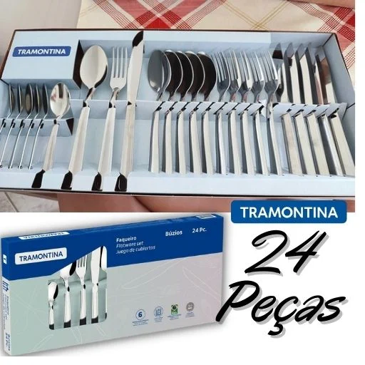 Faqueiro em Aço Inox Búzios com 24 Peças
