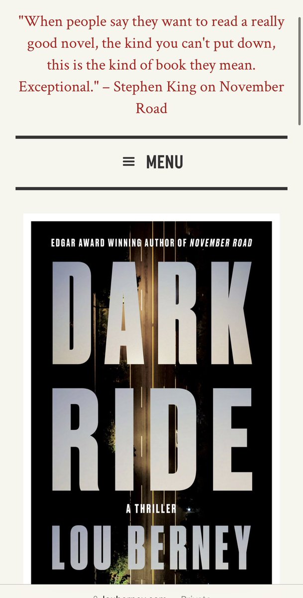 "When people say they want to read a really good novel, the kind you can't put down,
this is the kind of book they mean. Exceptional." – Stephen King on November Road

Listen to <a href="/StephenKing/">Stephen King</a> and read <a href="/Lou_Berney/">Lou Berney</a>!