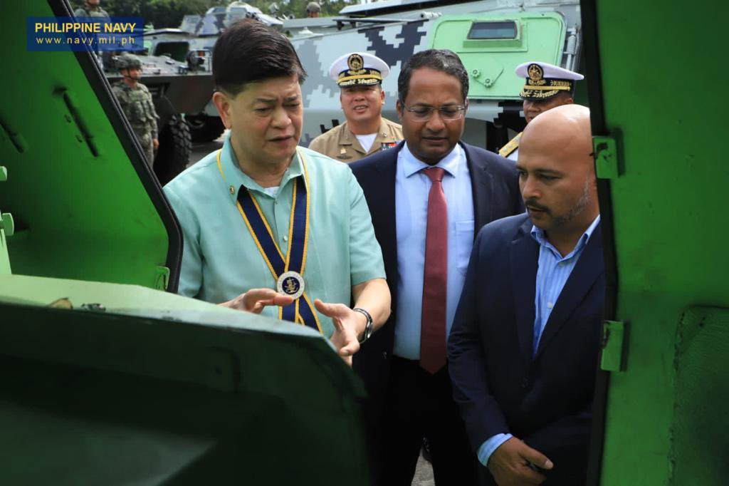 indembmanila's tweet photo. An ever stronger 🇮🇳 🇵🇭 defence partnership for a secure #IndoPacific! 

Amb @shambhukumaran attended formal handing over ceremony of upgraded armoured vehicles by @larsentoubro at Philippines Marine Corps HQ today.

@dndphl
@Philippine_Navy @PhilAirForce https://t.co/tv3JxOyXWs