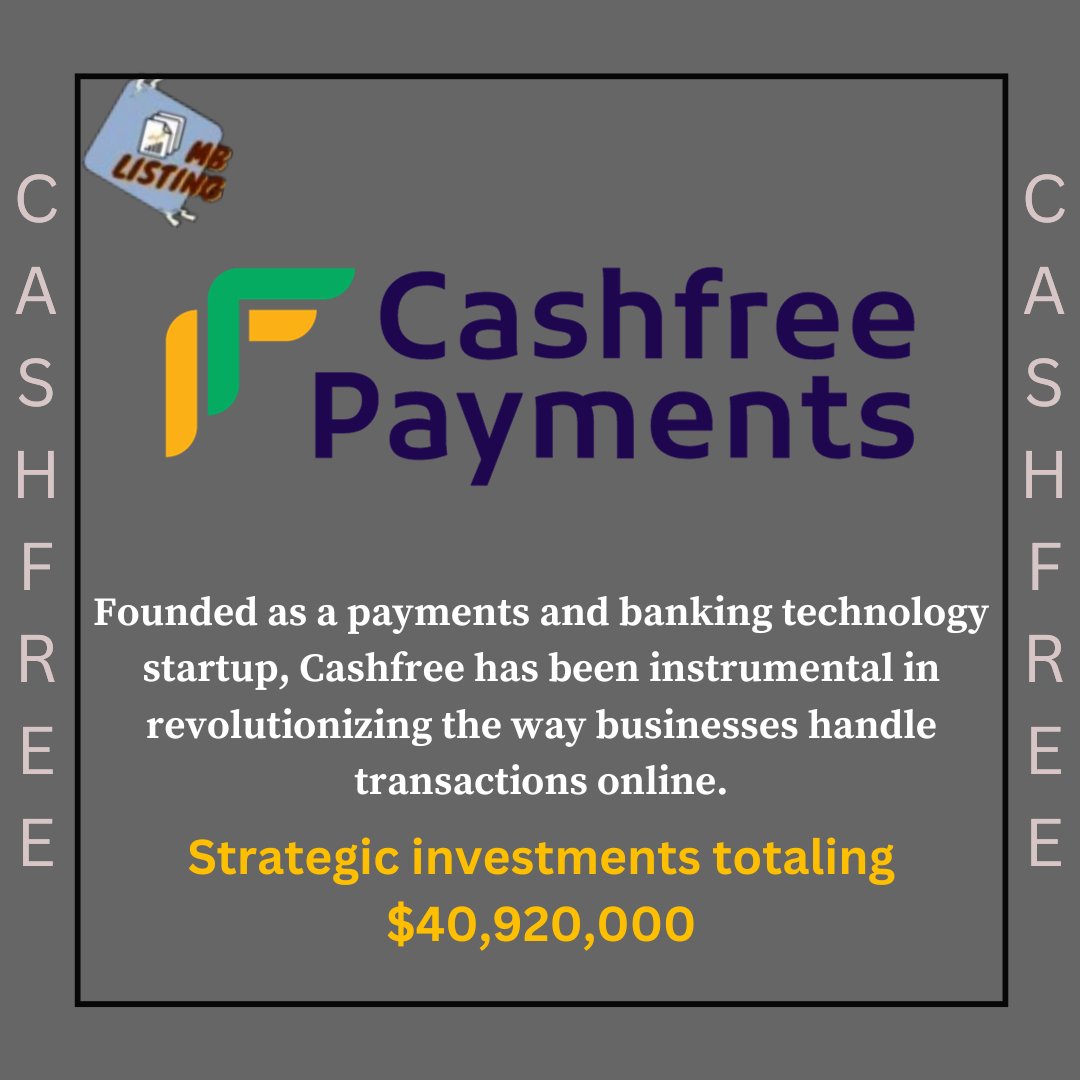 listing_mb's tweet photo. CASHFREE's Story 
In the bustling landscape of Indian fintech, Cashfree emerges as a transformative force. 
#CashfreeSuccess #FintechRevolution #DigitalPayments #BankingTechnology #EmpoweringBusinesses #FinancialInnovation #PaymentSolutions #TechStartup #IndianFintech https://t.co/IDwWx9aeDa