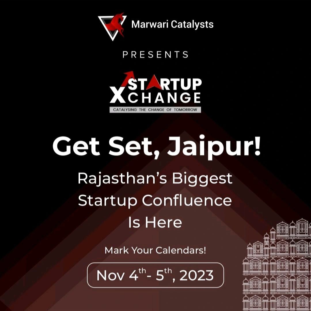 #SetTheTimer

Jaipur, mark your calendars and clear your schedules! #StartupXchange, Rajasthan's Biggest Startup Confluence, is around the corner, and you don't want to miss it.

#marwaricatalysts #startupindia #startupaccelerator #startupecosystem #networking #event