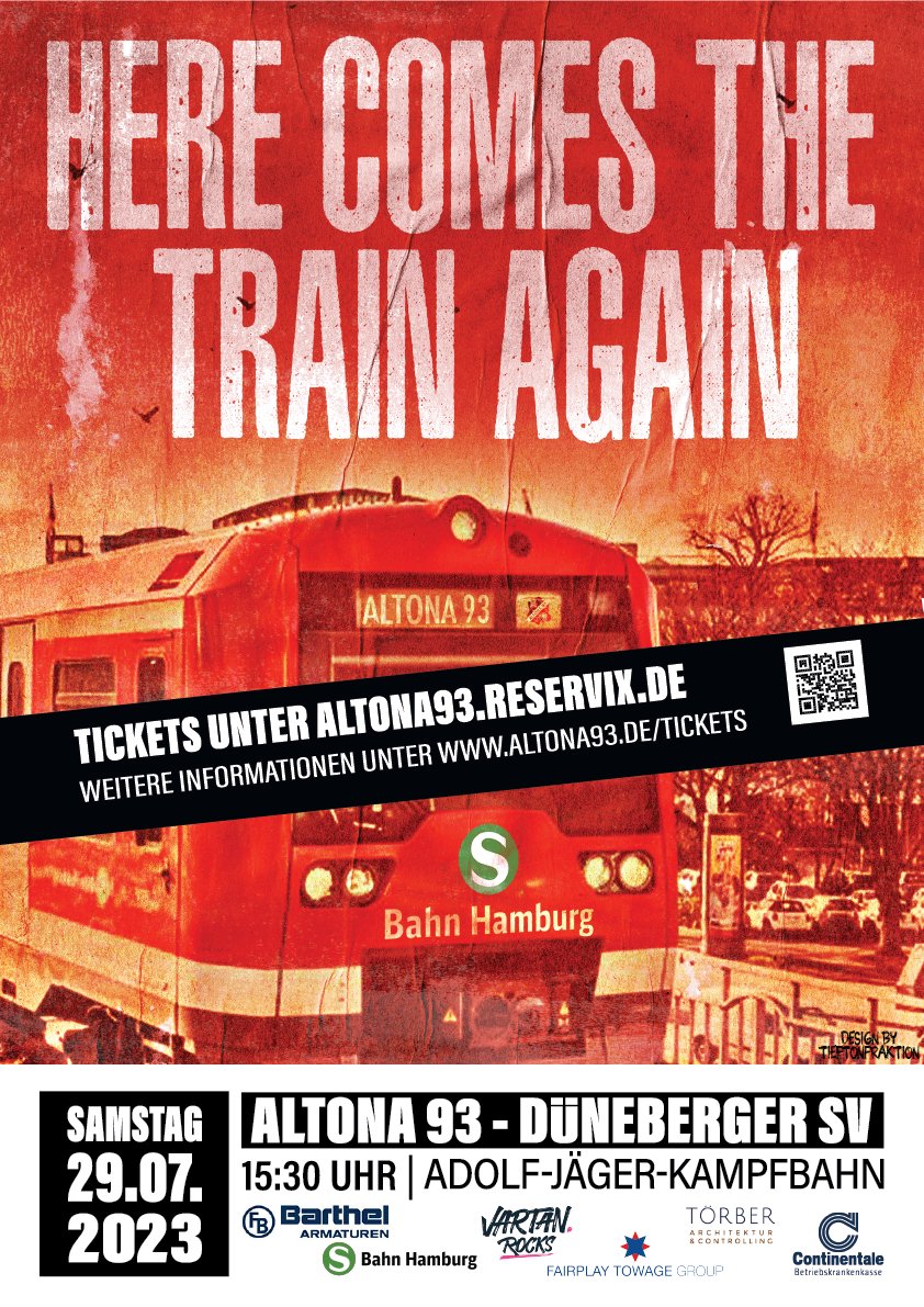 tieftonfraktion's tweet photo. Altona 93 Spieltagsplakate Saison 23/24 | 1. Spieltag | AFC vs. Düneberger SV #matchdayposter #matchposter #altona93 #poster #design https://t.co/E6BDZRcUM6