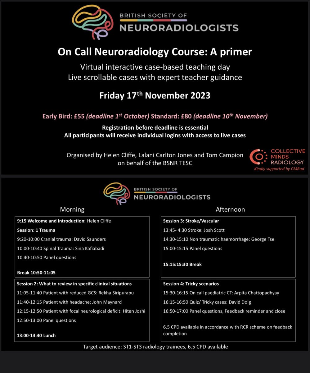 Superb course for tackling oncall Neurorad cases  …early bird ends 1st October