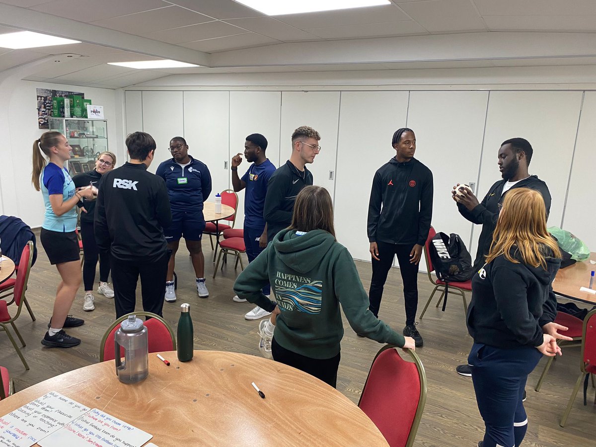 coachdarren's tweet photo. New batch of Student Coach Mentors being put through their paces by @Streets_72 These Mentors will be supporting the new @ucfb Year 1 coaching students when they start their journey next week at Wembley campus. Great training day looking at building rapport &amp; supporting the COACH https://t.co/zz8Du44Nf6