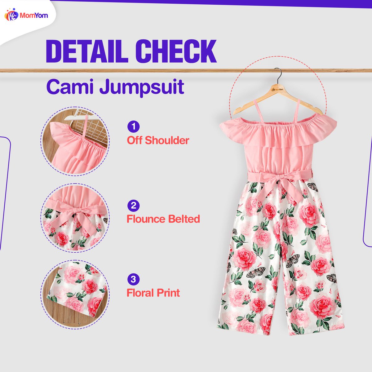 Off-shoulder cuteness with a touch of floral magic! Dress your kid in style with our cami jumpsuit. 🌸♥️
Hurry up and shop now to grab our best-seller🤗

#MomYom #Kidsapparelstore #kidsclothing #kidsapparel #kidsbrand #BestSeller #kidsjumpsuit