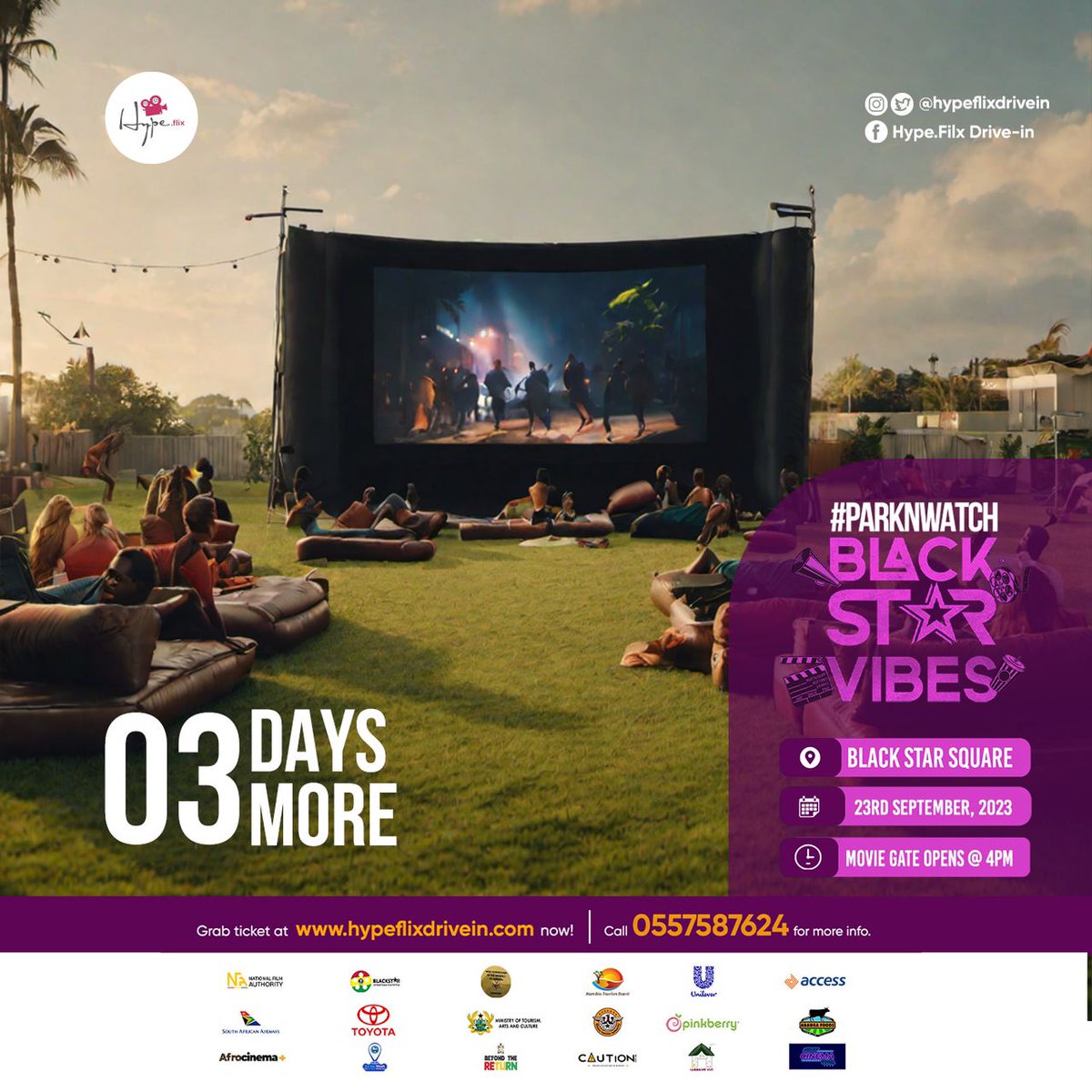 gyaigyimii's tweet photo. Just 3 more days to go🥳🥳 Get ready for the ultimate cinema experience at #ParknWatch Black Star Vibes 💥grab tickets at https://t.co/lTkI1knSnm or dial *711*11*27# today. https://t.co/aycrg7vyoC