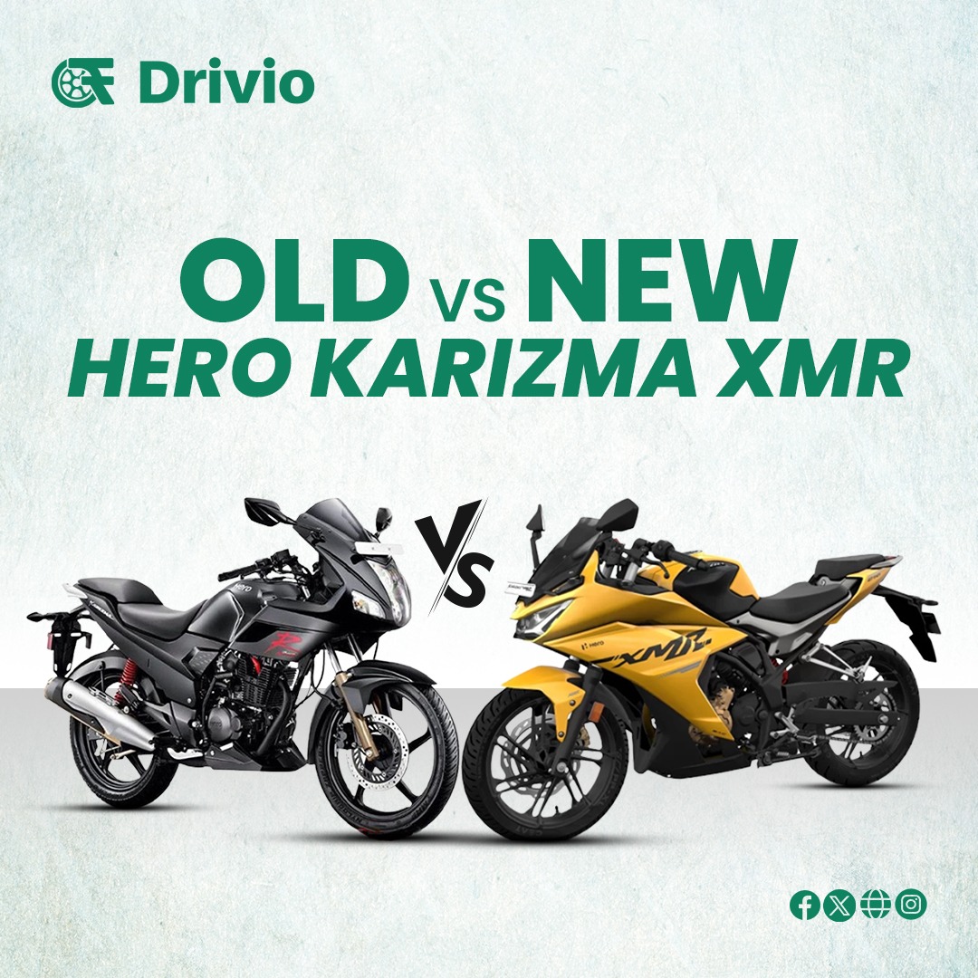 The new Hero Karizma XMR goes head-to-head with the old model.🏍️

Read more drivio.in/featured-stori…

#HeroKarizmaXMR #BikeFaceOff #RideInStyle #TwoWheelers #RevItUp #BikeWars #TwoWheelerLove #NewVsOld #BikeComparison #IndianBikers #RidersChoice #drivio_official