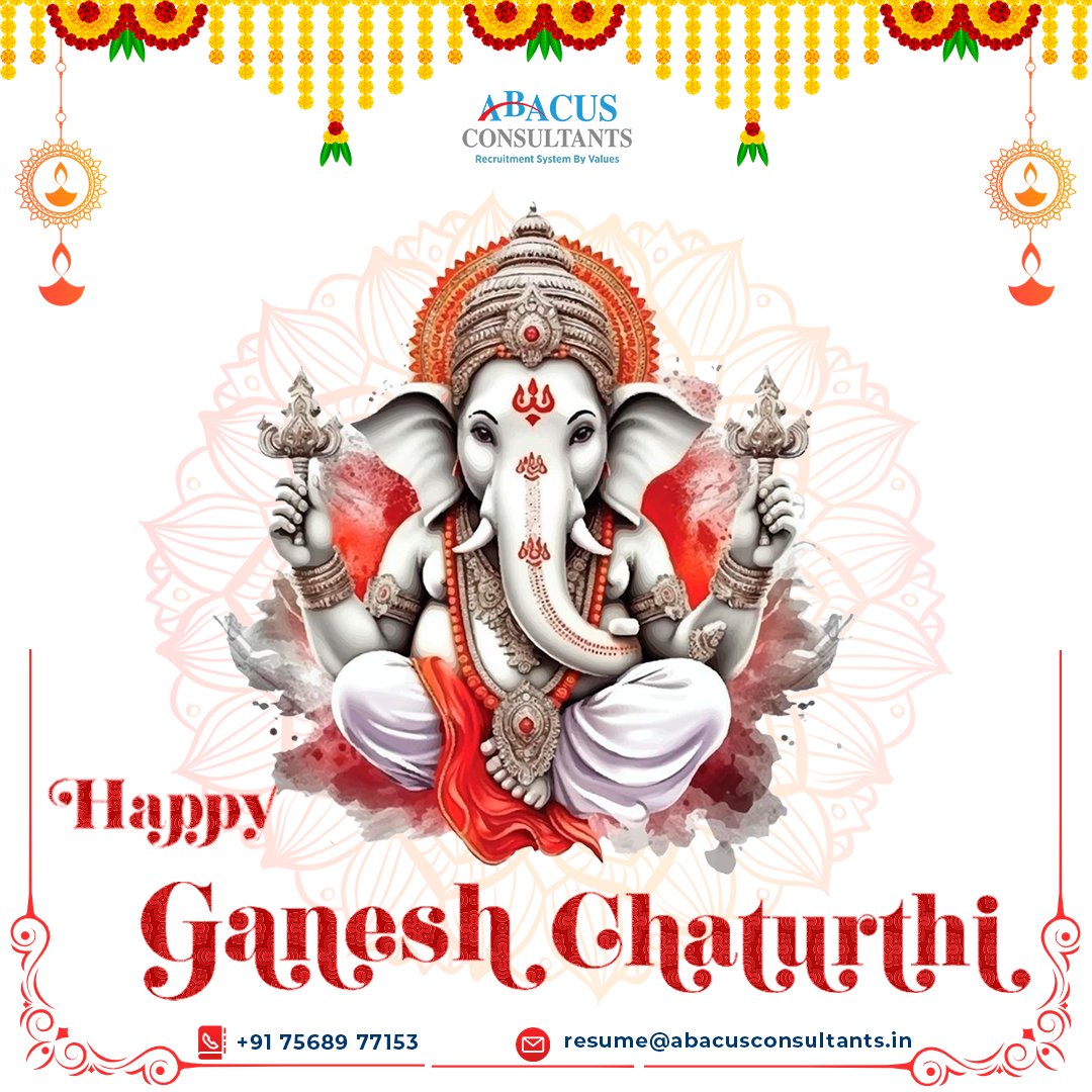 abacusconsultan's tweet photo. May the divine presence of Lord Ganesh fill your home with prosperity, joy, and success. Wishing you and your loved ones a blessed Ganesh Chaturthi! 🙏

#GaneshChaturthi #abacusconsultants #NewBeginnings #CareerGrowth https://t.co/1AiIbVJdP2