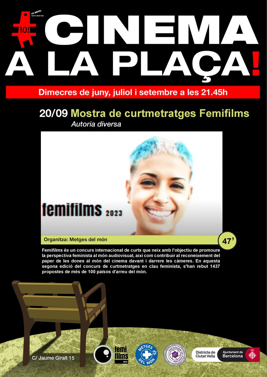 Demà continuem amb el Cicle de #cinemalaplaça amb una projecció que recull part dels curtmetratges de la 2a Mostra <a href="/femi_films/">femifilms</a>. Una proposta de <a href="/metgesdelmonCAT/">Metges del Món CAT</a> i #enfoquemenpurpura