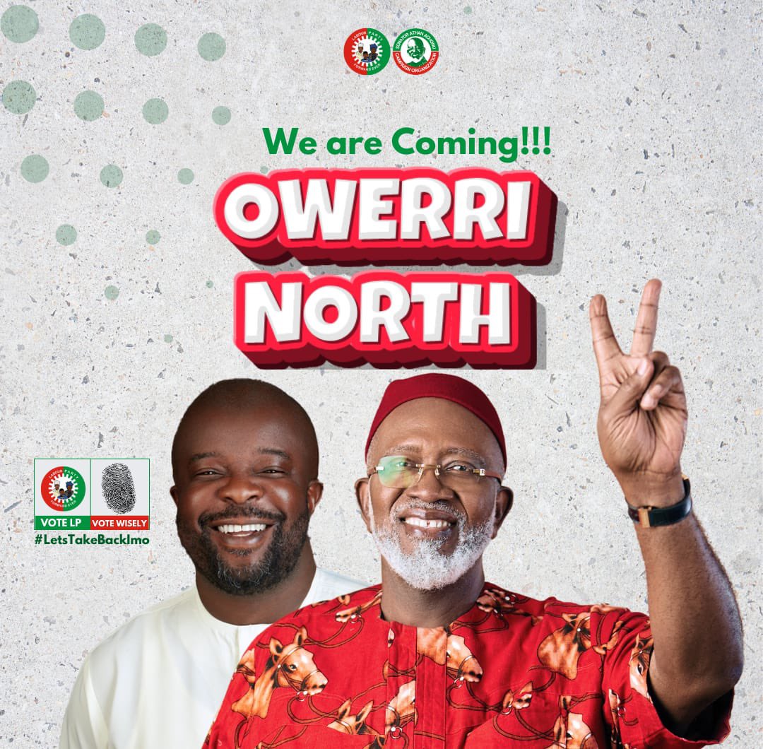 Ndi Owerri North,

Ndewo Nu.

Join us today in the Labour party Governorship Campaign rally in Owerri North LGA.

In our mission to #TakeBackImo, today's campaign offers my Deputy and I the rare opportunity to meet with the good people of Owerri North and to share key policy and