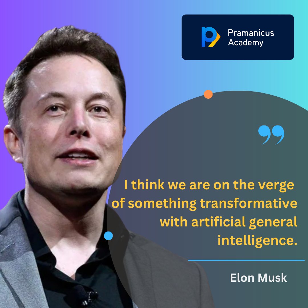 🚀 Elon Musk sees a future where AGI reshapes our lives and industries. AGI, 'strong AI,' holds the power to revolutionize, innovate, and tackle global challenges. Stay tuned for what's next! 🤖✨ #AI #AGI #Innovation #TechVisionary #Pramanicus