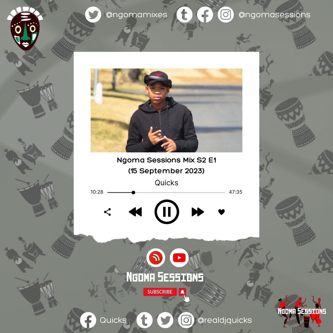 NgomaMixes's tweet photo. Ngoma Sessions Presents: @REALDJQUICKS - Ngoma Sessions Mix S2 E1 (15 September 2023)
 
Stream/Download Link>>>
1. https://t.co/KHhI2HeQGt

2. https://t.co/xHQ7phVp3a

Enjoy! 🎶🎧🔥🔥💃🏽🕺🏽
#dj #afrotechmix #discover #afrohousemix #mix #newmix #music https://t.co/Qwji53M3gi