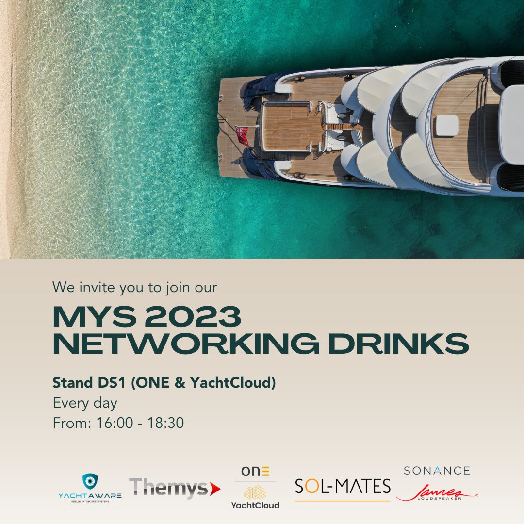 Only 1 week to Monaco Yacht Show 2023! 🥳

In just one week, we invite you to join us at Stand DS1 and experience the future of yachting technology with our latest innovations.

Come have drinks with us at our daily networking events, starting at 4pm.

See you soon!