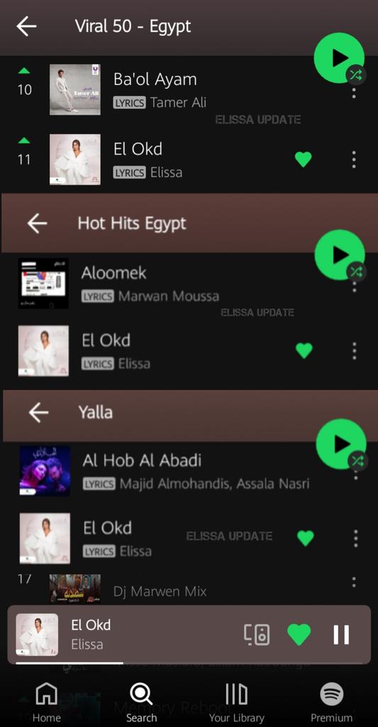 Elissa_Update's tweet photo. #العقد في تقدم متواصل على Spotify 👏🏻

أصبحت #العقد Top #2 أكثر اغاني النجمه #اليسا استماعاً لها علي Spotify بنسبة استماع اقتربت من النص مليون 😍

ومازالت متواجده كواحده من الأغاني الأكثر استماعا في #مصر و قوائم مختلفه 👏🏻

🔗 https://t.co/fss911T5dJ

#تحديثات_اليسا

@Elissakh https://t.co/NFReCvS6WV