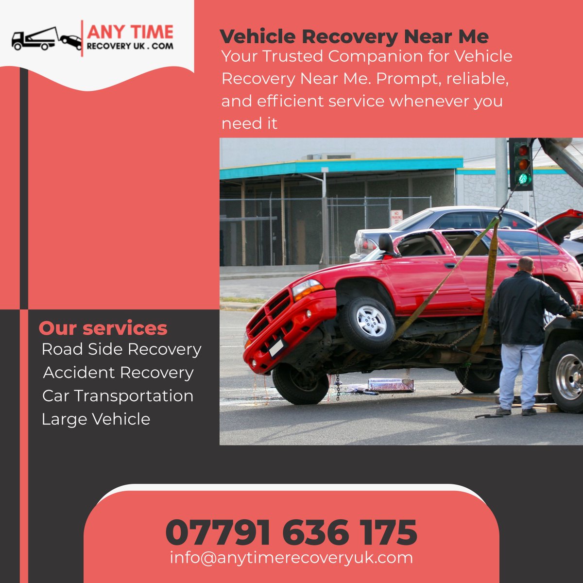 Your go-to vehicle recovery service across the United Kingdom. We're here 24/7 to provide prompt and reliable assistance when you need it most.

anytimerecoveryuk.com
#VehicleRecovery
#RoadsideAssistance
#TowTruckService
#EmergencyRecovery
#AutoRescue