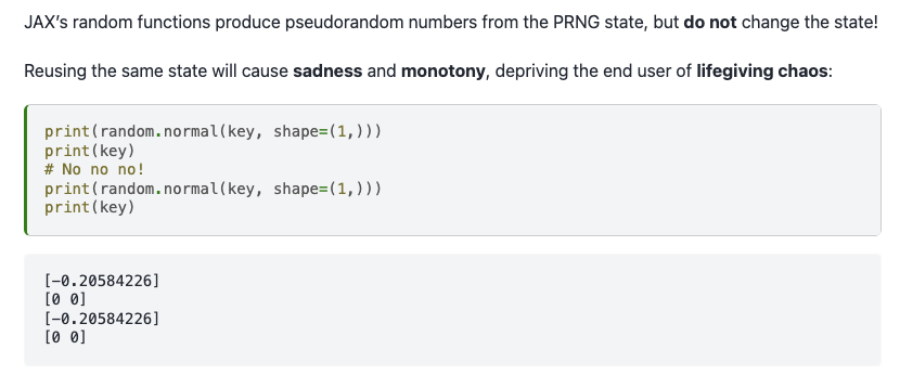Nominating JAX's docs on its random number generator as most unhinged docs page I ever read