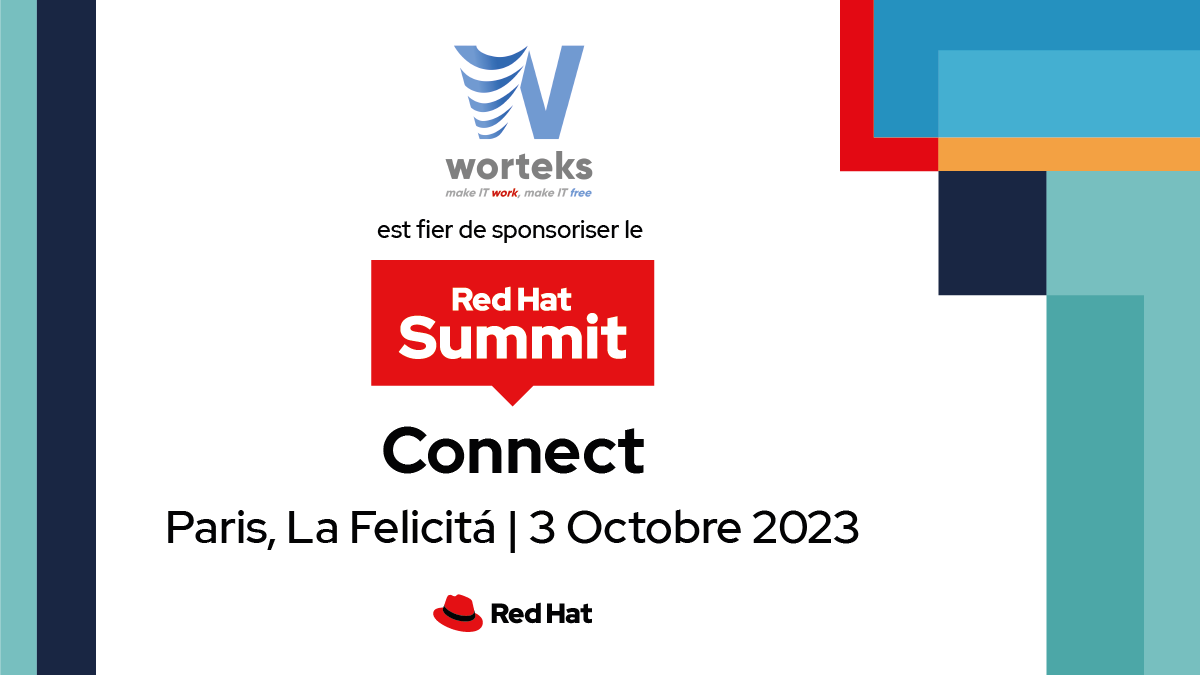 worteks_com's tweet photo. 📅 Retrouvez Worteks le 3 octobre au Red Hat Summit Connect France 2023 en tant que sponsor Gold et assistez à la conférence de nos experts sur OpenShift !

➡️ https://t.co/30mVPMJez2

#Worteks #Conference #OpenSource #LogicielLibre #Infrastructure #RedHat #Cloud #OpenShift https://t.co/PjtHIh6LuE