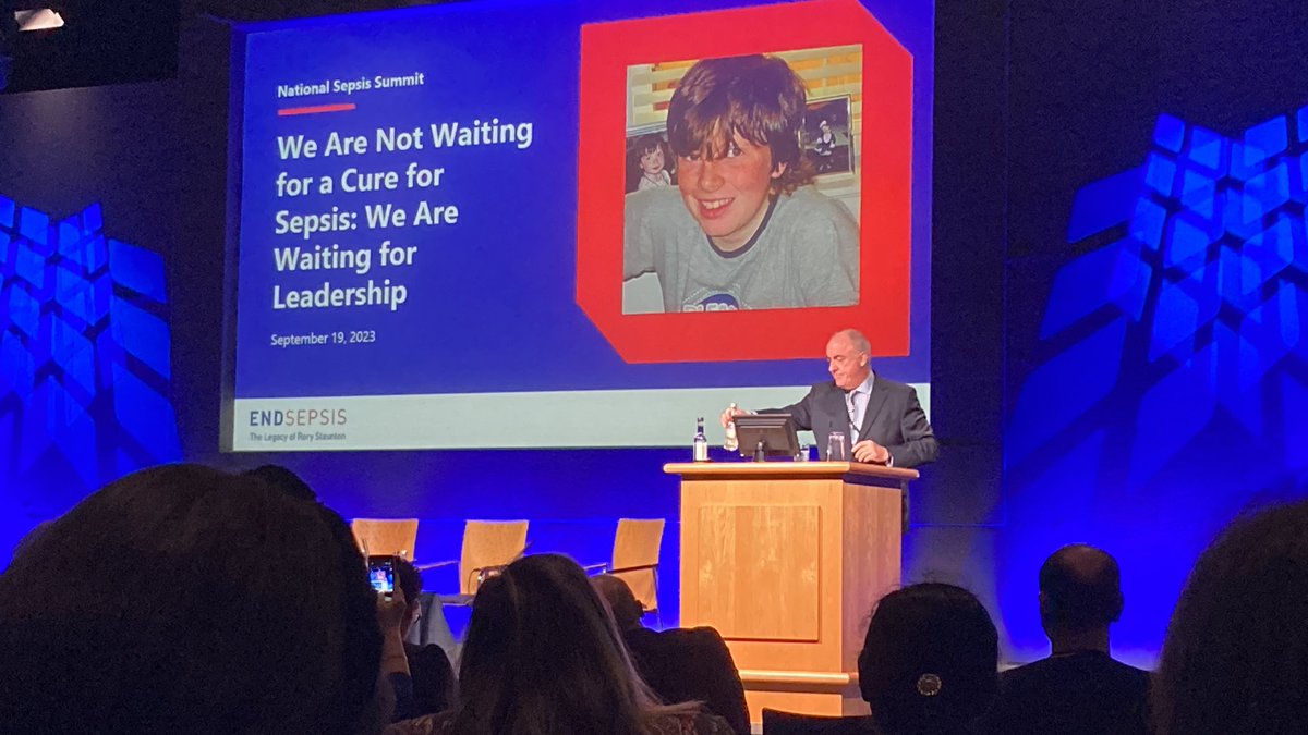 Very touching and passionate talk from Ciaran Staunton, remembering his son Rory. He is calling for leadership in sepsis. #RecogniseSepsis2023
