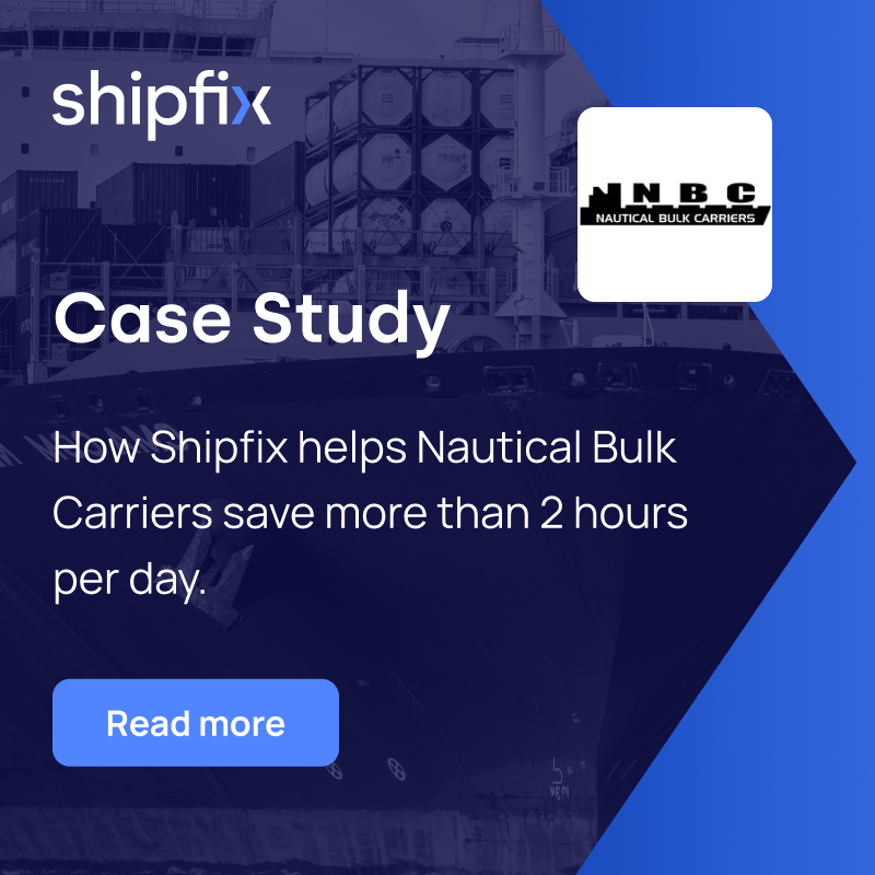 Shipfix's tweet photo. ⏰ Case Study on how you can save over two hours a day ⏰

Too many emails and your email system lacks the ability to effectively search, prioritise, or organise tasks, Shipfix can help. 

Please read the Nautical Bulk Carriers success story https://t.co/p0CpKVVc7k https://t.co/15ugH6vRYc