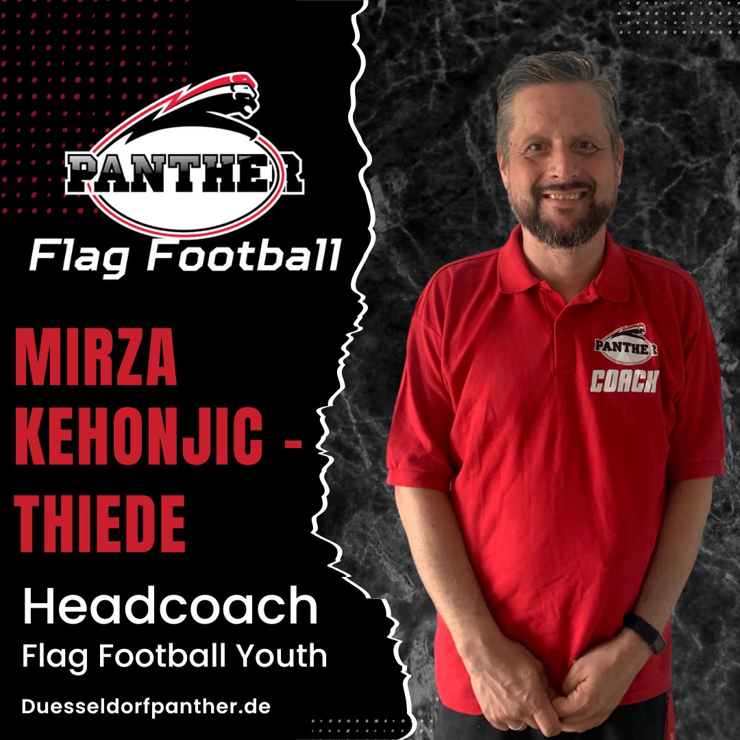 New headcoach for our youth flag football programm. Mirza Kehonjic- Thiede joins the Duesseldorf Panther and take the lead of the youth flag teams. Welcome to the Panther 🖤❤️🖤 #PantherPride