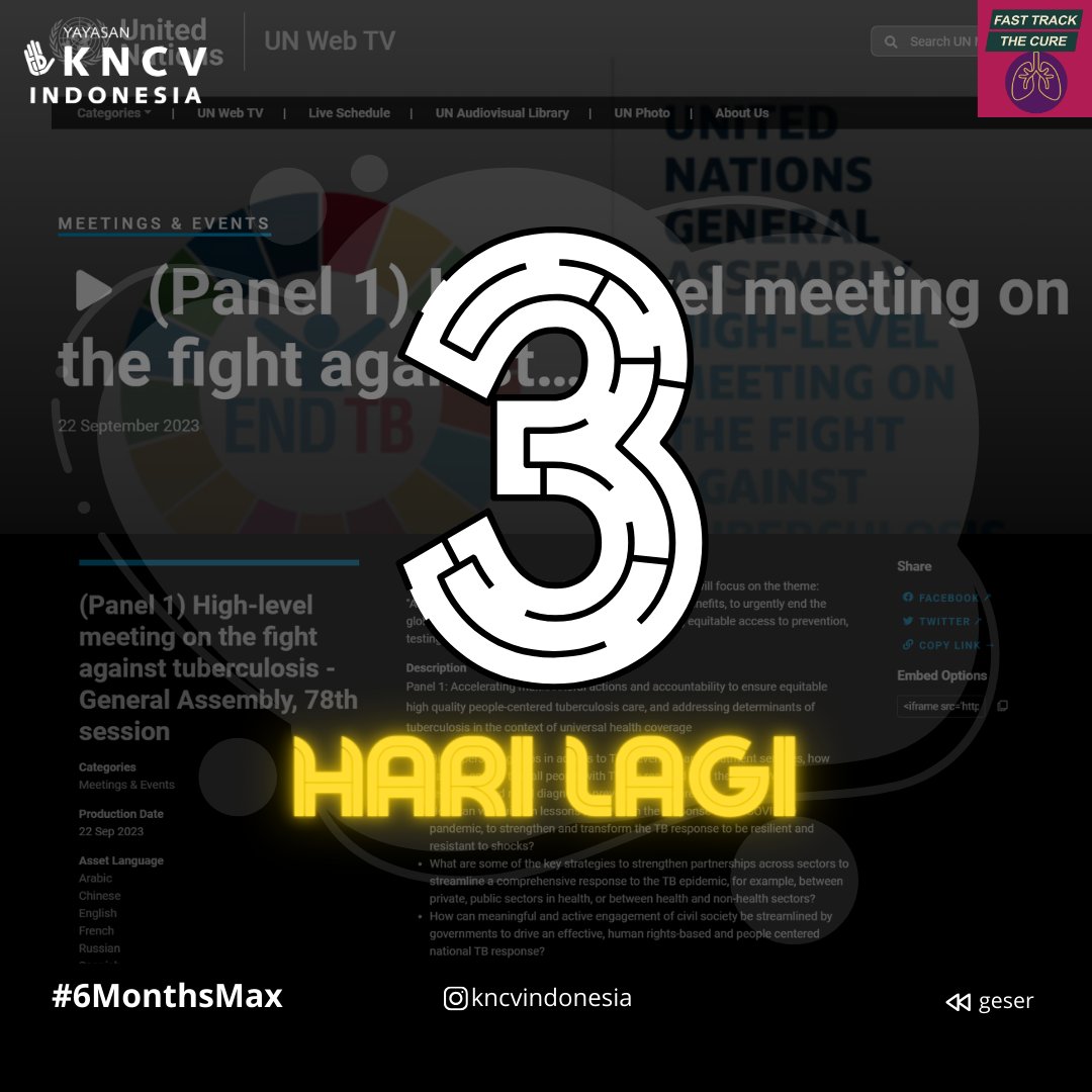 YKI4TBC's tweet photo. Catat hari, tanggal dan jam-nya di kalender ya!
#UNHLM #2023TBHLM #UNGA #UNGA78 #DeadlyDivide #EndTB #6MonthsMax https://t.co/lpP8zV1Bwx