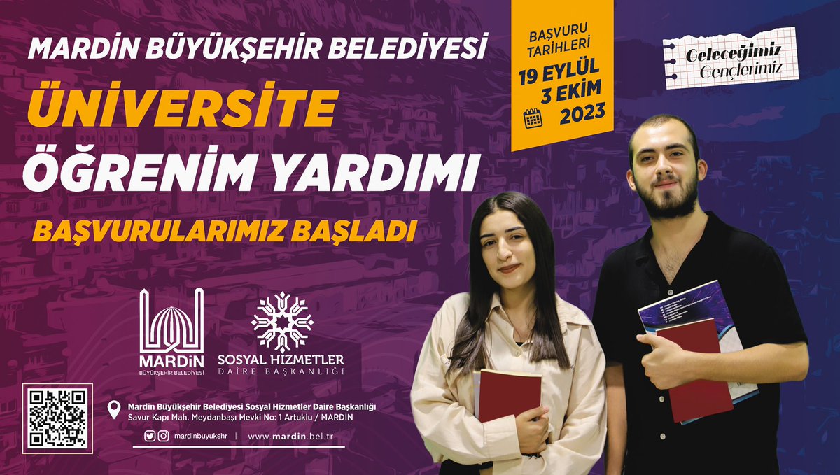 MardinBuyukshr's tweet photo. Gençlerimiz geleceğimizdir.

Mardin Büyükşehir Belediyemiz tarafından Üniversite Öğrenim Yardımı başvurularımız başladı. 📢

👉🏼Başvuru için:
https://t.co/WJzo36hDzq https://t.co/vZL6plVrOP