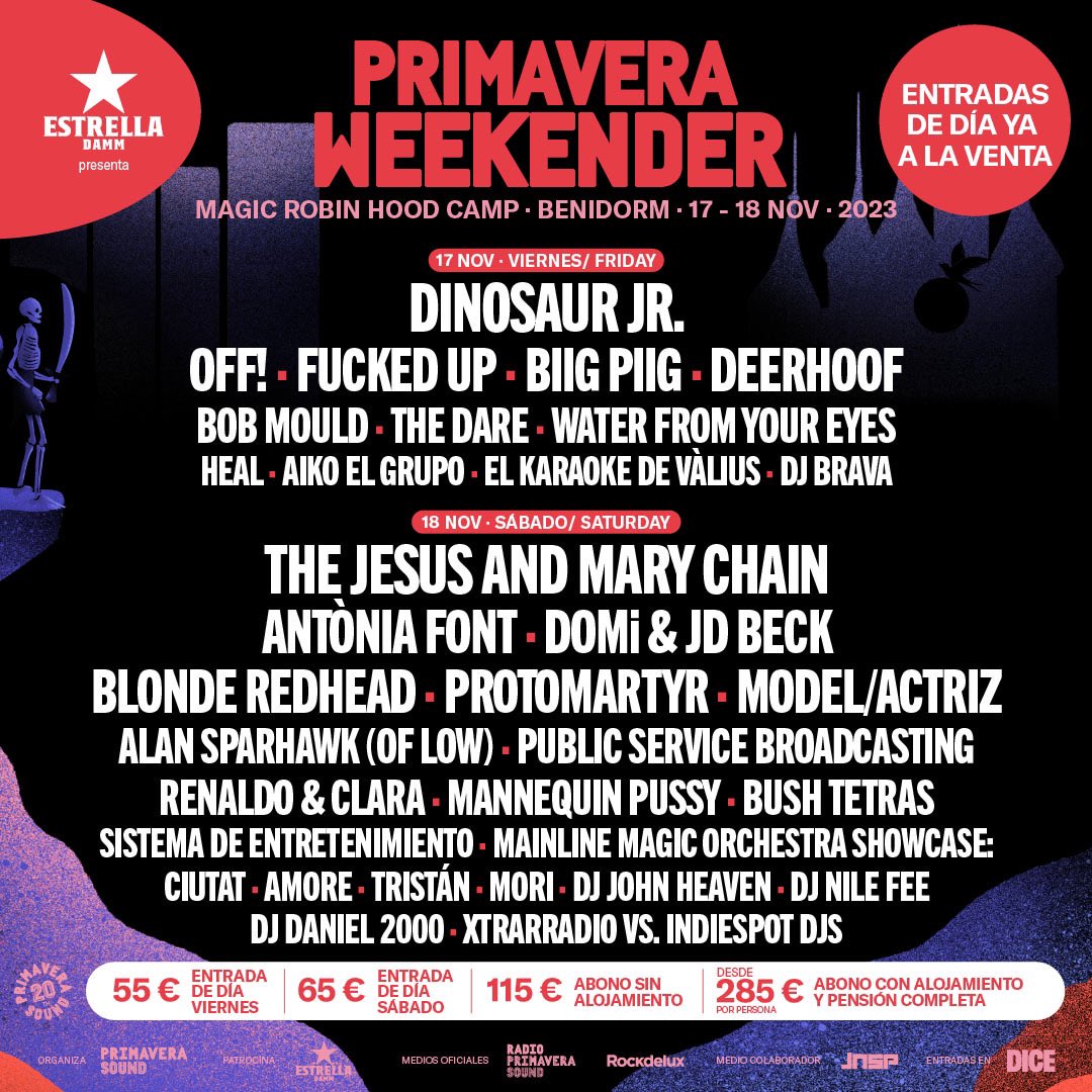 Got your tickets yet? We’re headlining <a href="/Primavera_Sound/">Primavera Sound</a> Weekender Festival in Benidorm, Spain on Saturday 18th November 2023. Full festival lineup and details: primaverasound.com/en/benidorm