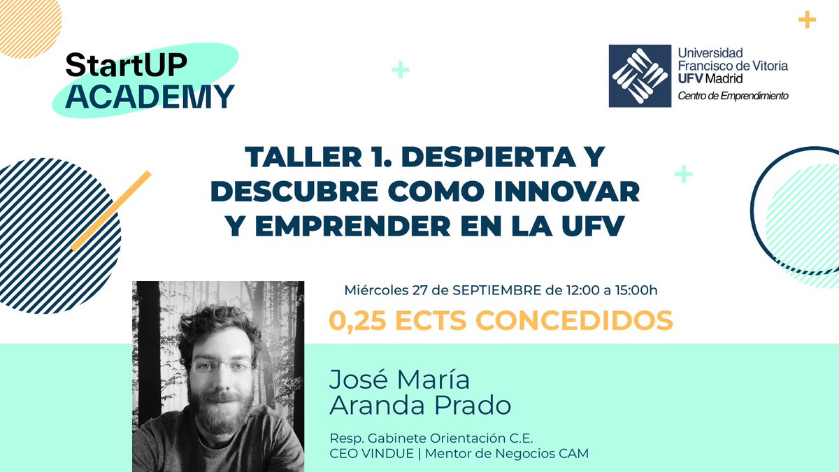 ¿Te has enterado?
27 de septiembre arrancamos con #StarUpAcademy, la nueva apuesta para acercar el mundo del #emprendimiento a los alumnos de 1º y 2º
⌚️12.00
📌Aula 4.4 del edificio central
2⃣7⃣ de septiembre
📝👉 bit.ly/3PIB549