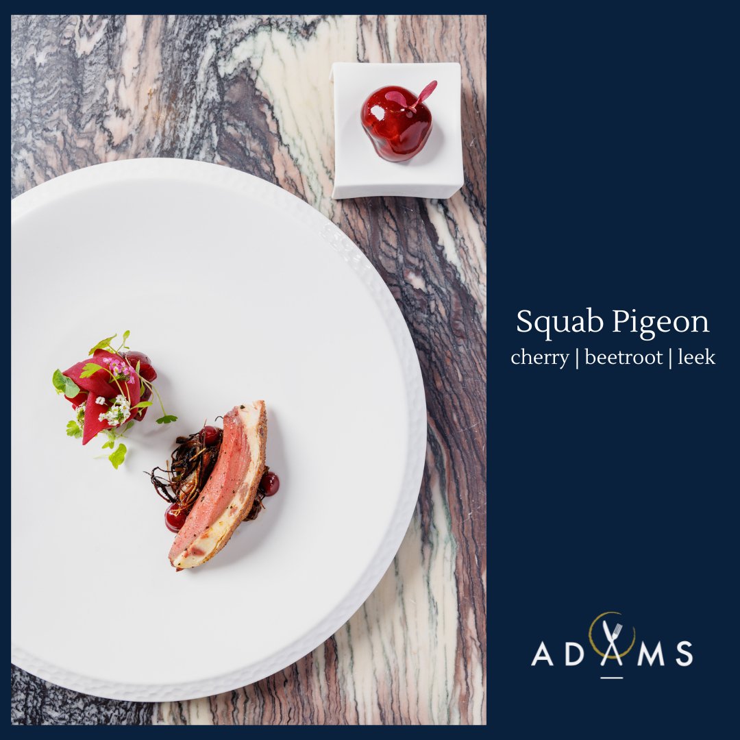 RestaurantAdams's tweet photo. Our new main course on the tasting menu is Squab Pigeon, stuffed under the skin with an offal mousse and roasted on the crown. Served with soy leeks, elderberry dressed beetroot and cherry compote.
We also make a parfait from the remaining offal and glaze in a cherry glaze https://t.co/zdaYdGgBRN