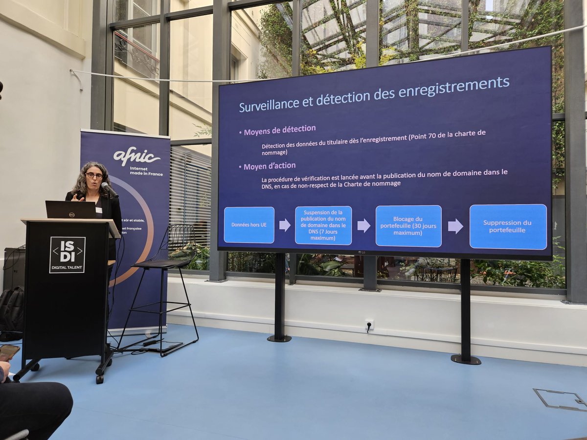 Surveillance et détection des enregistrements <a href="/mgeorgelin/">Marianne Georgelin</a>, Directrice Juridique à l'Afnic, fait le point sur les projets en cours lors de nos Rencontres Juridiques.

#Afnic #Abus #PointFr #InternetMadeInFrance