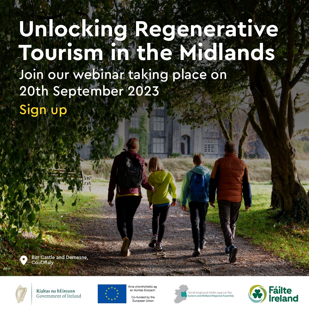 Failte_Ireland's tweet photo. FINAL REMINDER
Want to understand how you can apply for the Investment Grant Aid Scheme for Private and Community SMEs? Learn how with our online webinar, Unlocking Regenerative Tourism in the Midlands, taking place tomorrow. Sign up now: https://t.co/m2UfNLxQ3i #JustTransition https://t.co/qkPRkuGzuz