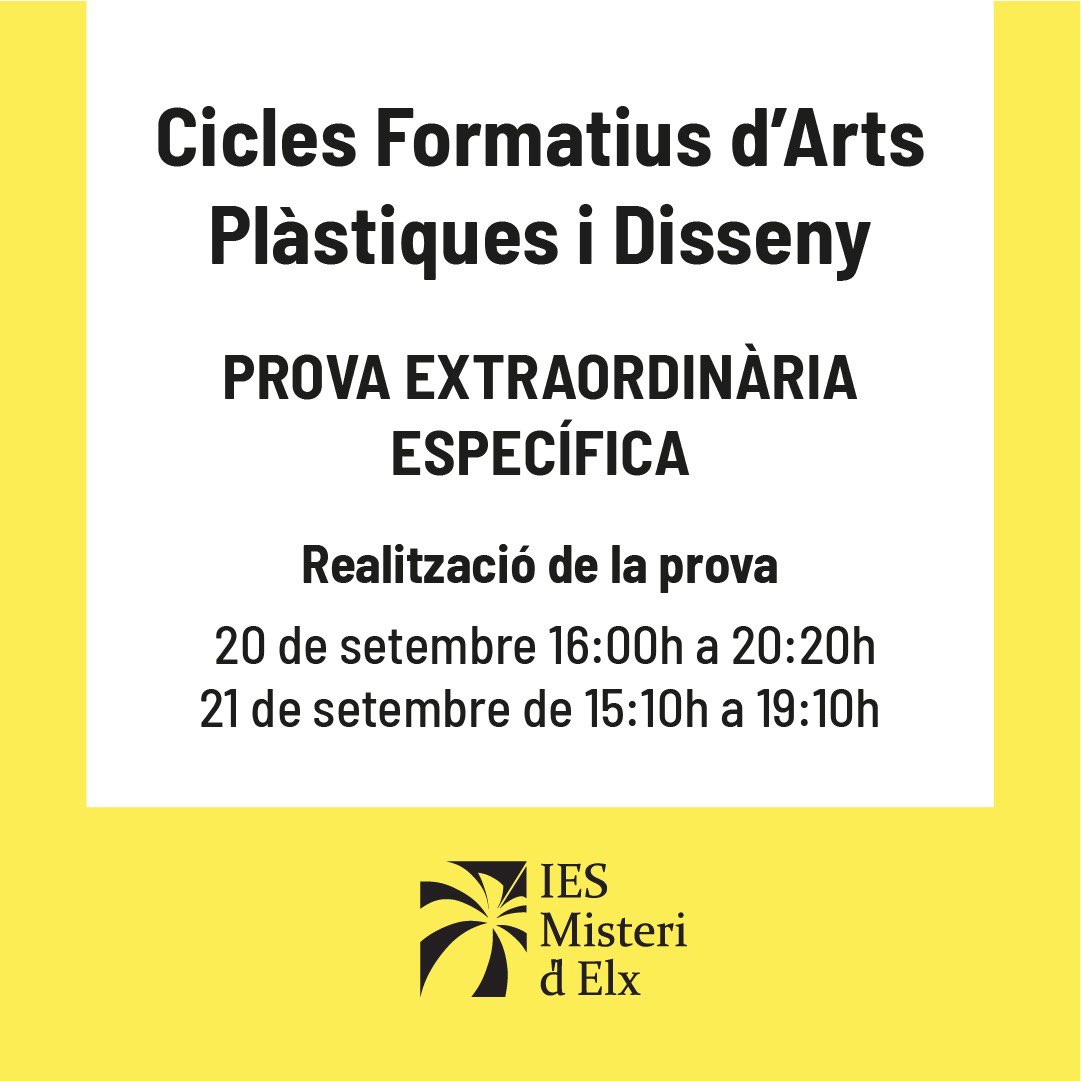 Uep! Preneu-ne nota! Demà comencen les proves específiques d'accés als nostres cicles formatius en convocatòria extraordinària. Nous alumnes desitjosos de ser part de la nostra família professional!
