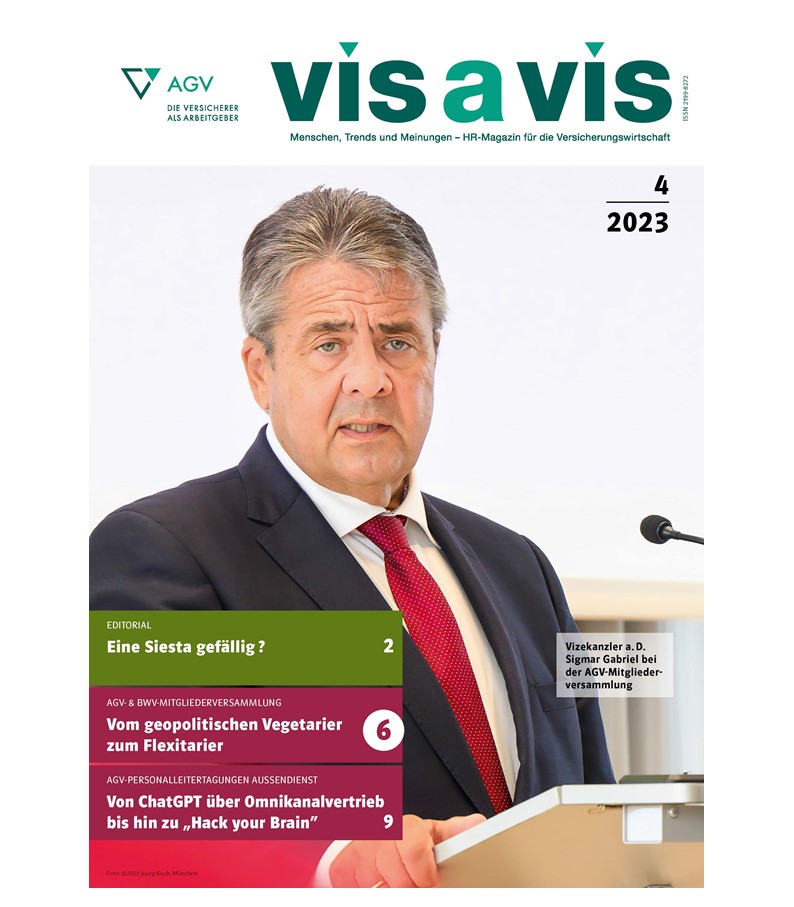 DieVersicherer's tweet photo. #vis_a_vis 4/23 online: Im aktuellen Editorial warnt Michael #Niebler, Geschäftsführendes Vorstandsmitglied des #AGV, vor einer Verklärung der Siesta und wünscht sich eine öffentliche Debatte zum Thema #Mehrarbeit unter dem Titel „Eine Siesta gefällig?“ https://t.co/rtQVa4Vups https://t.co/0TFFsbXVnL