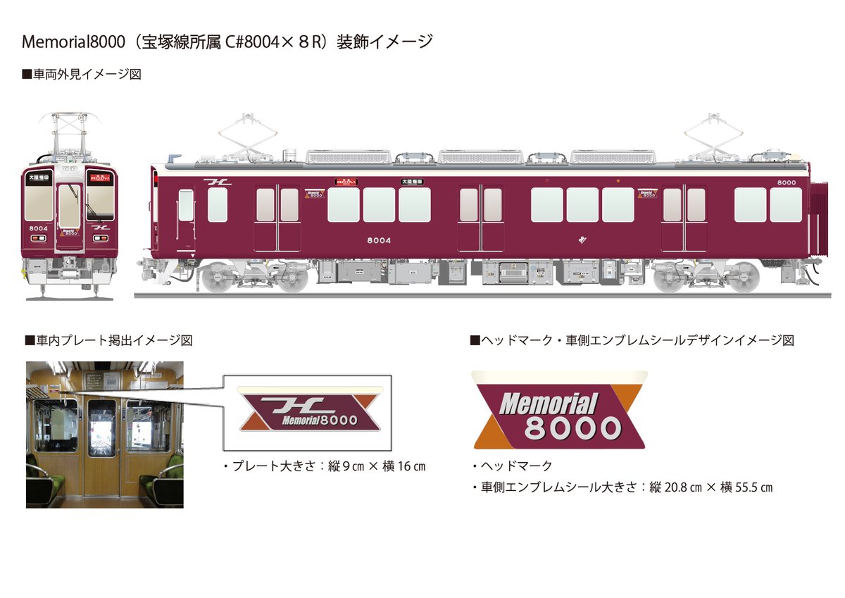 RT @hankyu_ex: このたび、宝塚線の8000系（C#8004×8R）にHマーク