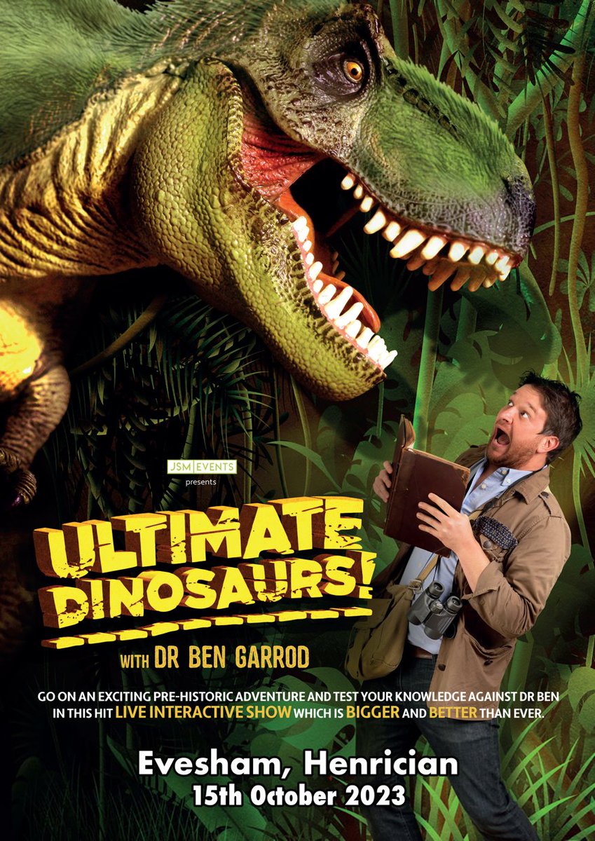 🎉 Attention all dino fans! 🦕🦖 Mark your calendars for October 15th,  2023 –  We are thrilled to invite you to Ultimate Dinosaurs with Ben Garrod at the Henrician Evesham! Tickets:henrician.org/events/ultimat…