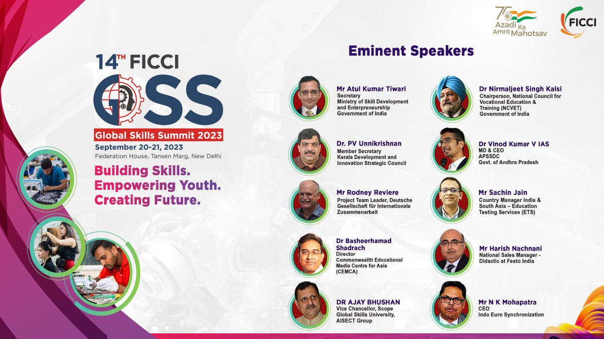 The wait is over! The Leaders, Experts, and Industry Stalwarts are here to address us at the 14th Global Skills Summit 2023! 
Join us tomorrow to witness the most relevant discussions with the TVET stakeholders of our country. 

#SkillIndia #Skill4All #FutureReadyWorkforce