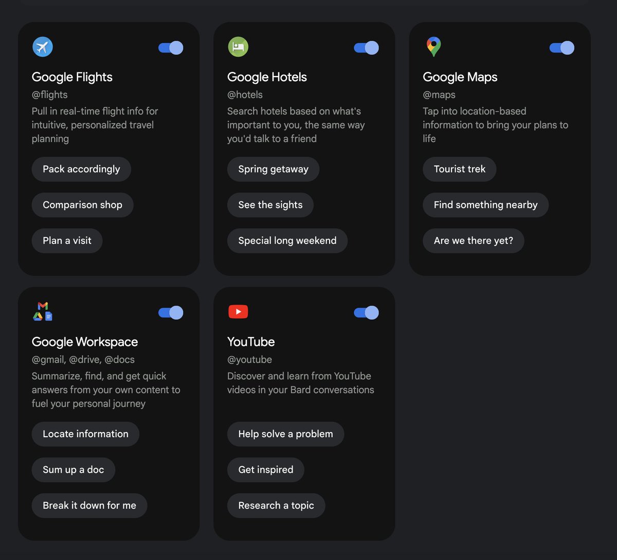 Shumer512's tweet photo. Bard Extensions are coming soon! Tap into services from Google and across the web to help you get more done and spark your creative explorations. Secure and private by design. #BardExtensions https://t.co/7ykcZ3sIUY